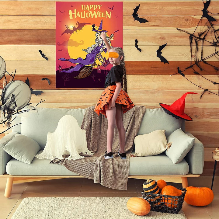 Halloween Decoration Props Stickers Pin Party Games Witch Poster for Kids Favors