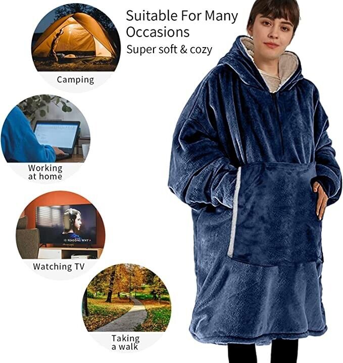 Adult Hoodie Blanket Oversized Super Soft Plush Sherpa Big Hooded Sweatshirt