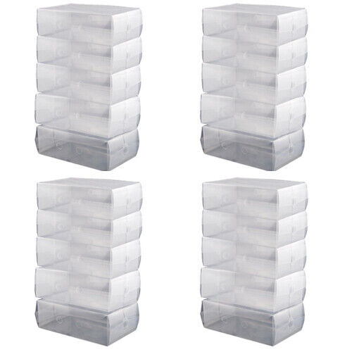 Heavy Duty Mens Stackable Foldable Plastic Shoe Storage Boxes Organizer Trainers