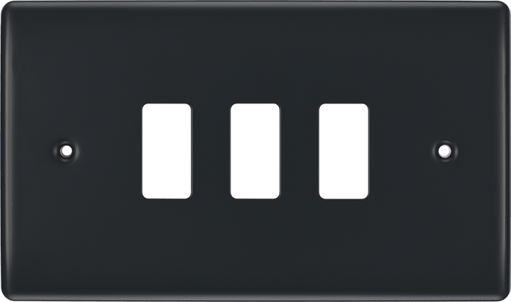 Light Switch Cover Plate Front Surround 3 Gang Module Grey Grid Face Metal BG