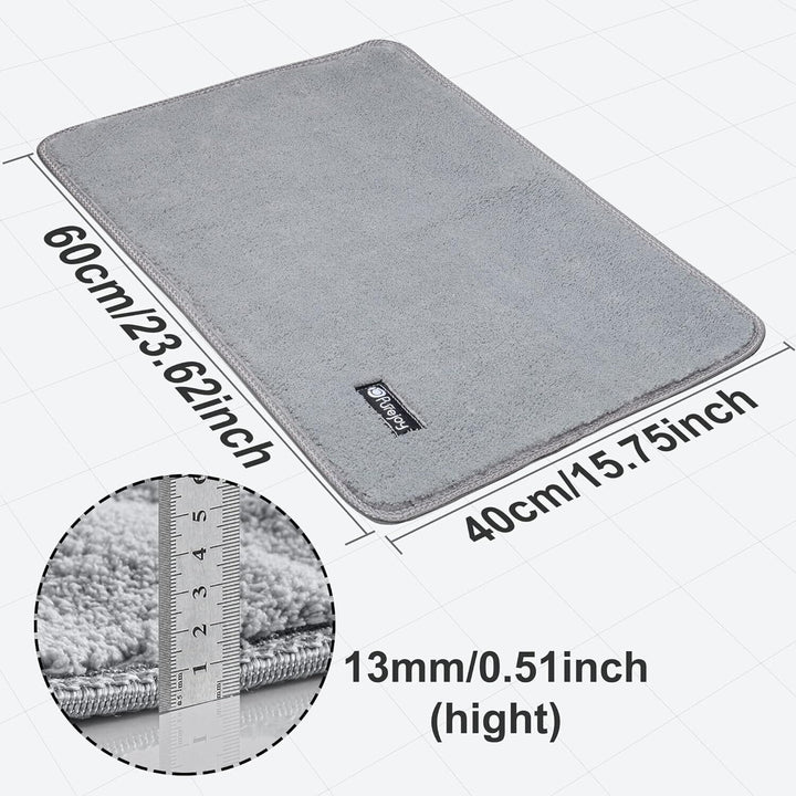 Bathroom Mat Sets Microfiber Non Slip 2 Piece Washable Small 40x60cm Grey Rug