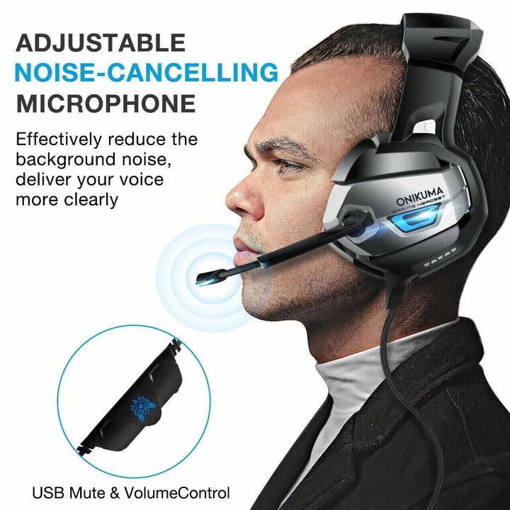 Gaming Headset with Microphone for PC Laptop PS4 Xbox One PS5 Headphones LED USB