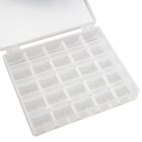 25 Compartment Bobbin Spool Storage Box Clear Case Organiser Sewing Machine Art