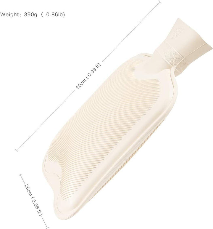 Hot Water Bottle 2 Litre with Knitted Cover Pouch Large Warm 2L Natural Rubber