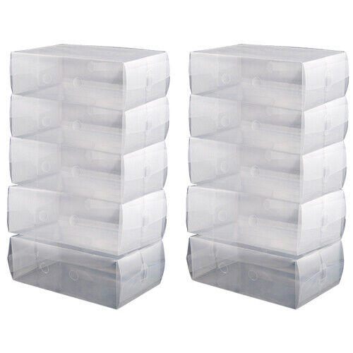 Heavy Duty Mens Stackable Foldable Plastic Shoe Storage Boxes Organizer Trainers