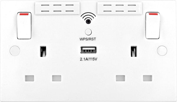 Wifi Extender Double Plug Socket Range Extension Double Gang with USB Thin Fast