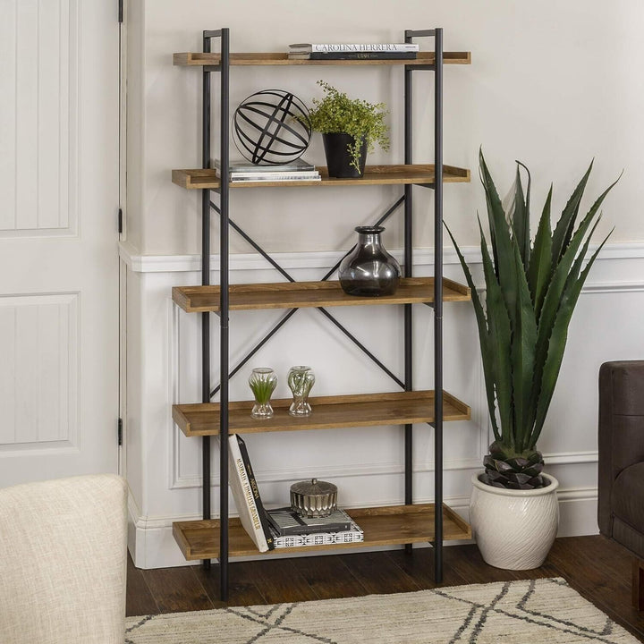 Bookcase Tall 5 Tier Book Shelf Large Storage Shelving Unit Solid Wood Furniture
