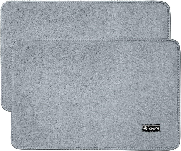 Bathroom Mat Sets Microfiber Non Slip 2 Piece Washable Small 40x60cm Grey Rug