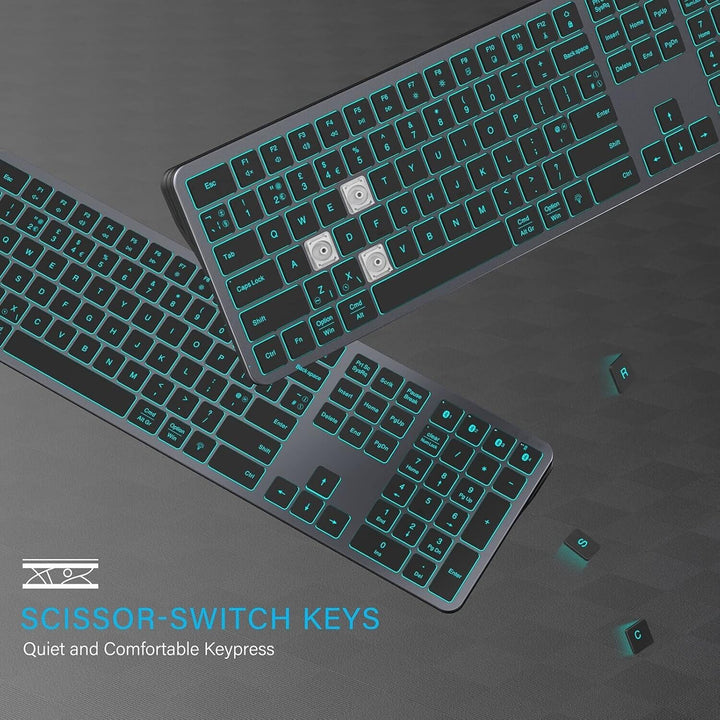 Backlit Bluetooth Keyboard Rechargeable for Mac iPad Tablet Windows iMac Pro/Air