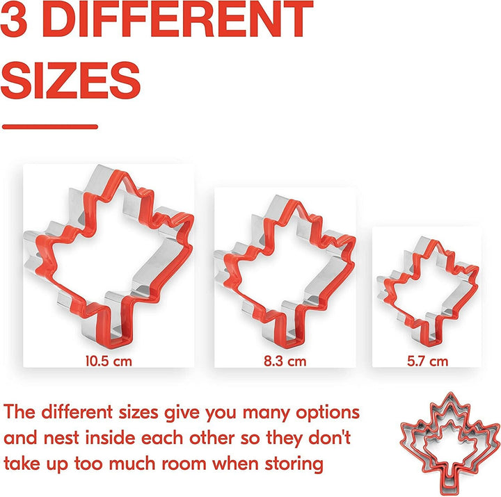 Maple Leaf Cookie Cutters Biscuit Sandwich Metal Set Shapes for Kids Pastry x3