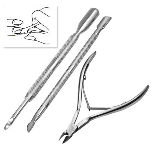 Stainless Steel Nail Cuticle Spoon Pusher Remover Cutter Nipper Clipper Cut Set