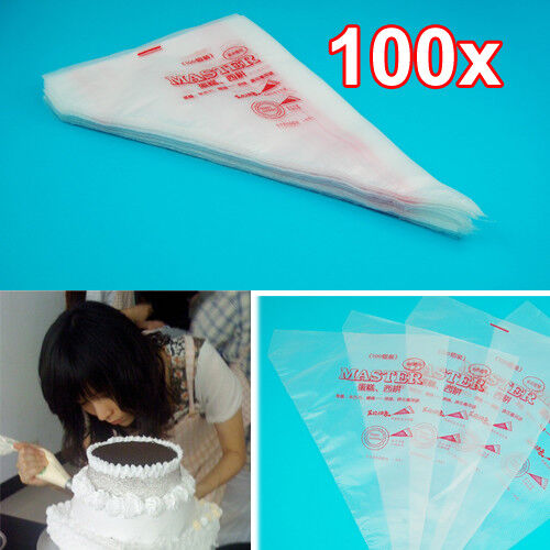 100 13.7" Plastic Disposable Icing Piping Pastry Bags Cake Decorating Plastic