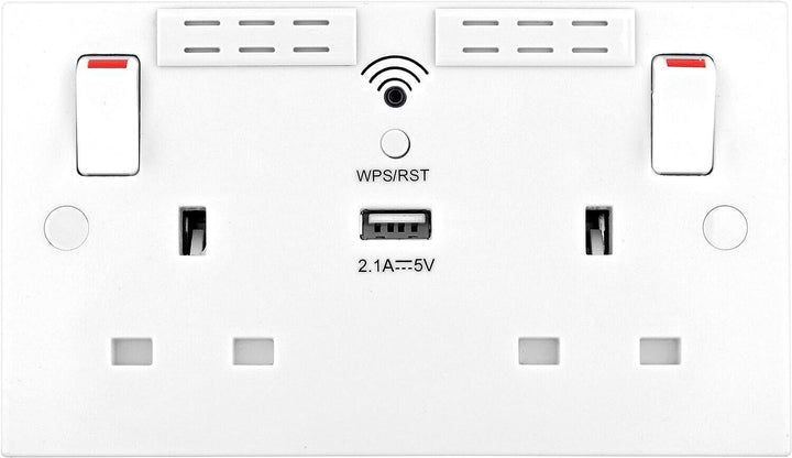Wifi Extender Double Plug Socket Range Extension Double Gang with USB Thin Fast