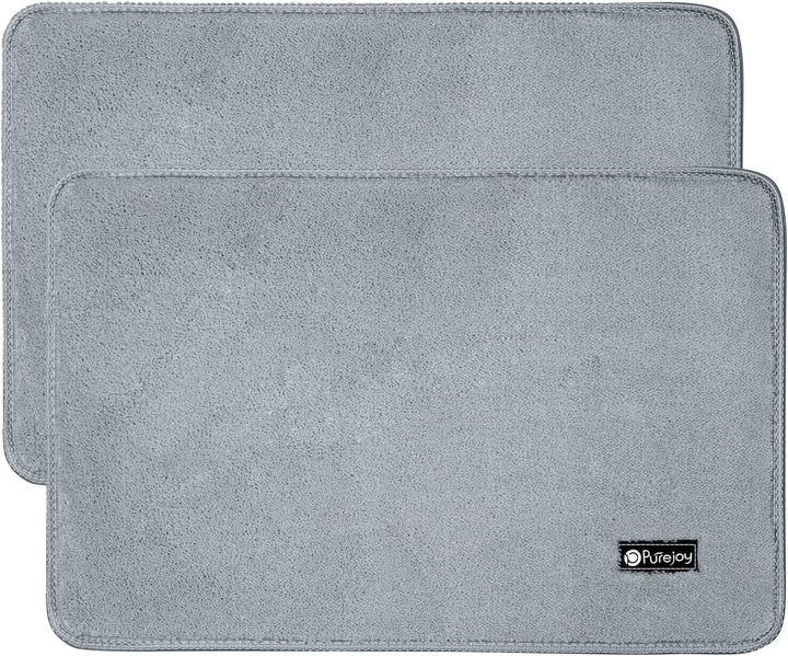 Bathroom Mat Sets Microfiber Non Slip 2 Piece Washable Small 40x60cm Grey Rug