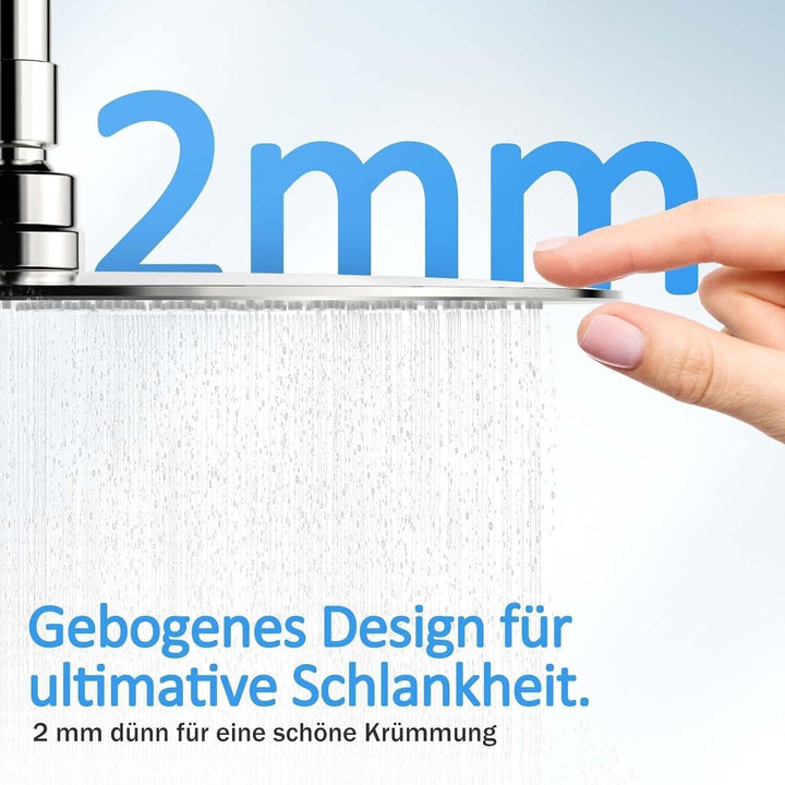 Rain Shower Head Round 10" Fixed High Pressure 600 Nozzles Modern Bathroom Mount