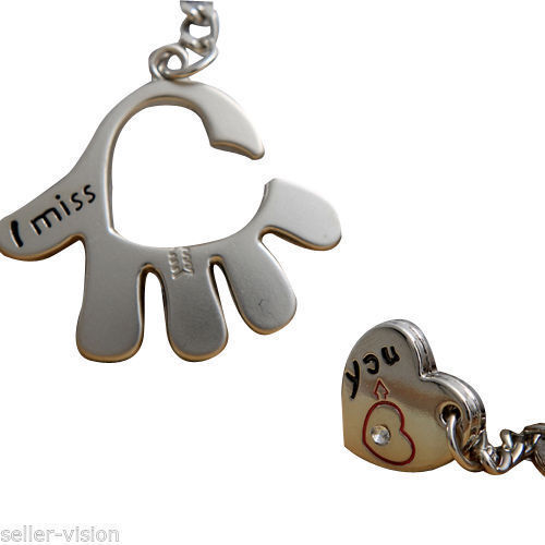 Sweet Love Palm "I Miss You" Couple Key Chain Ring Keyfob Gifts Couples Partner