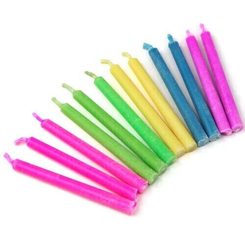 Birthday Candles Cake Decorations Happy Coloured Flame x12 Cupcakes Toppers
