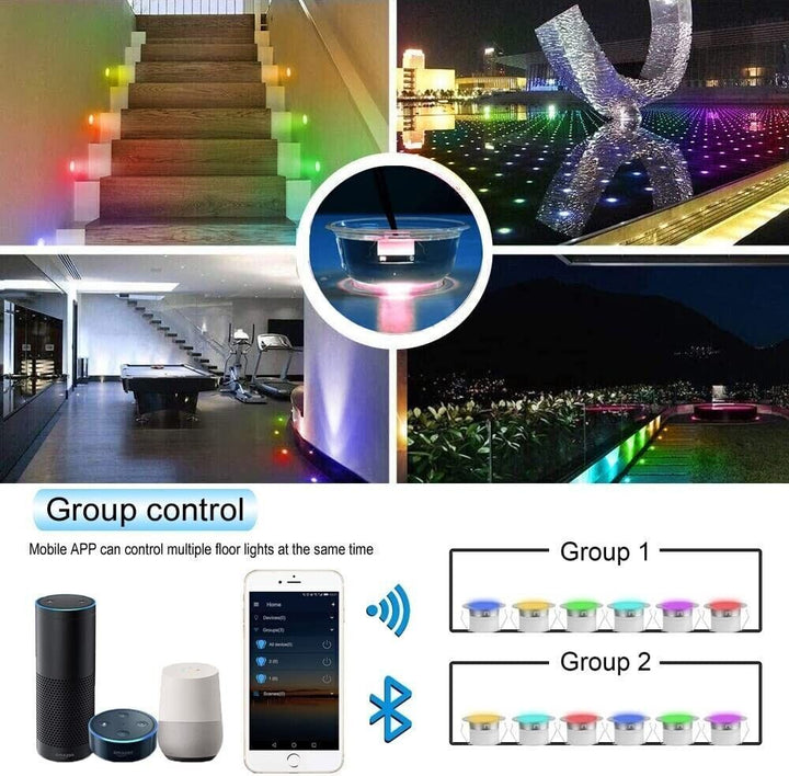 LED Decking Lights Mains RGB 240V Garden Steps Colour Chasing Patio