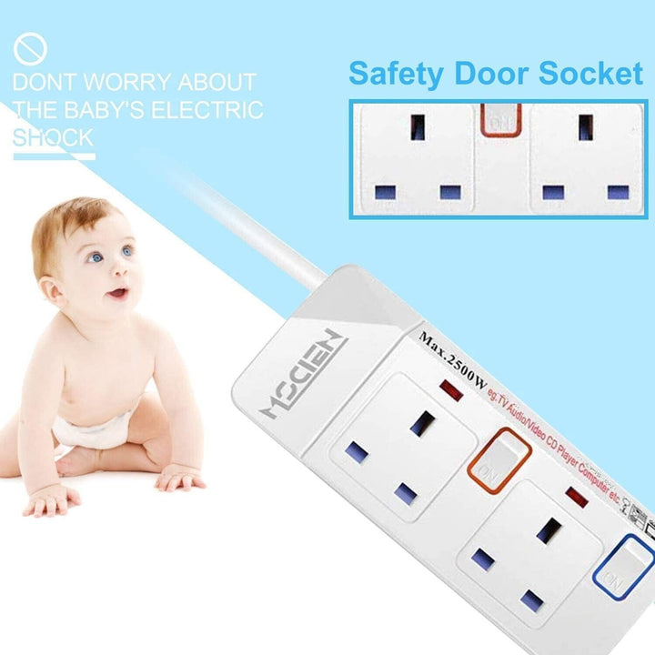 Mscien 5M Extension Lead With Switch Surge Protection Socket 2 Way Mains Power