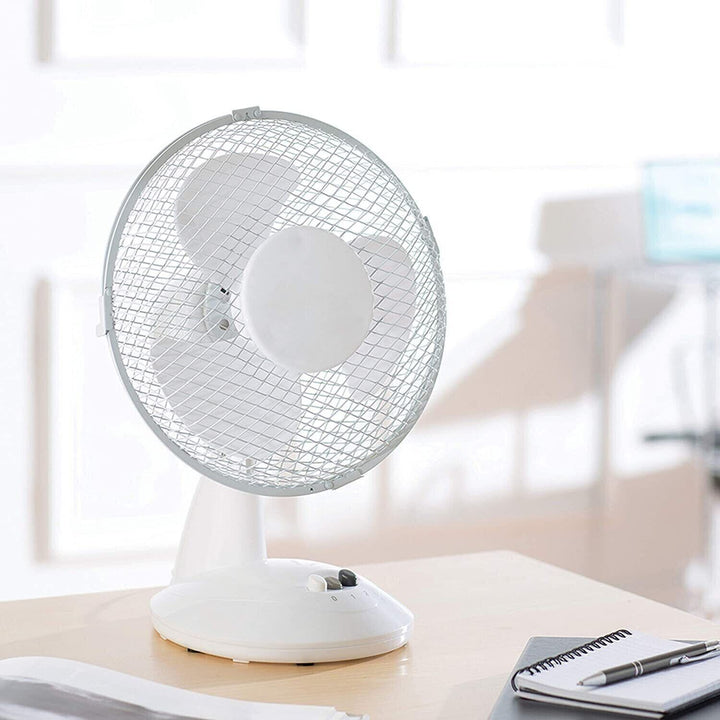 Daewoo 9" Desk Fan Oscillating Small Stand Room Cooling Cooler Electric Quiet