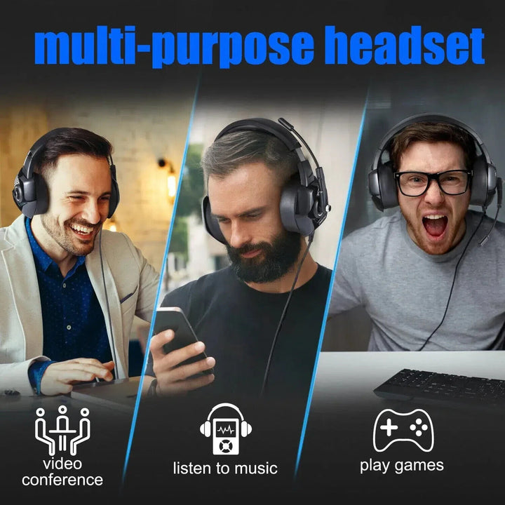 Gaming Headset with Microphone for PC Laptop PS4 Xbox One PS5 Headphones LED USB
