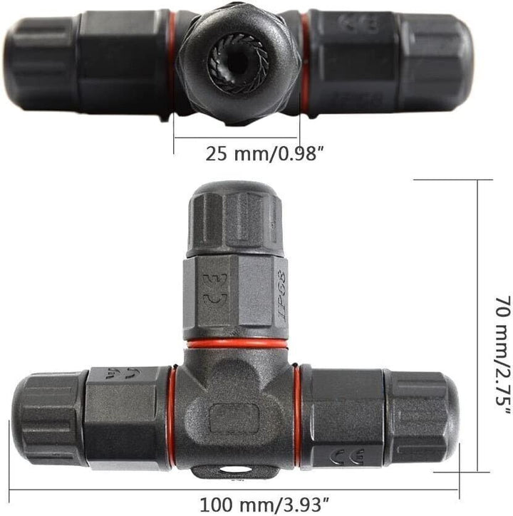 IP68 Waterproof Cable Connector 3 Way Outdoor Electrical Power Lighting Splitter