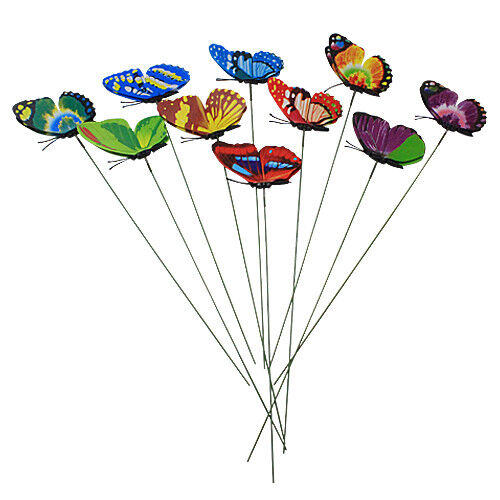 10 x 7cm Colourful Butterflies On Sticks Party Wedding Decoration Art DIY Garden