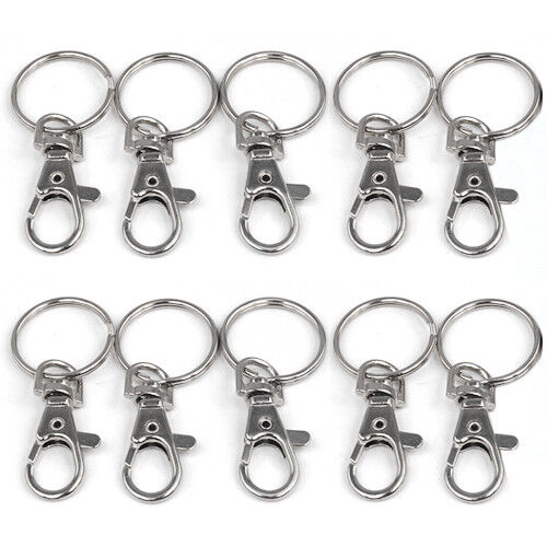 10x Small Silver Tone Lobster Trigger Swivel Clasps for Keyring Hook 37x16mm Key