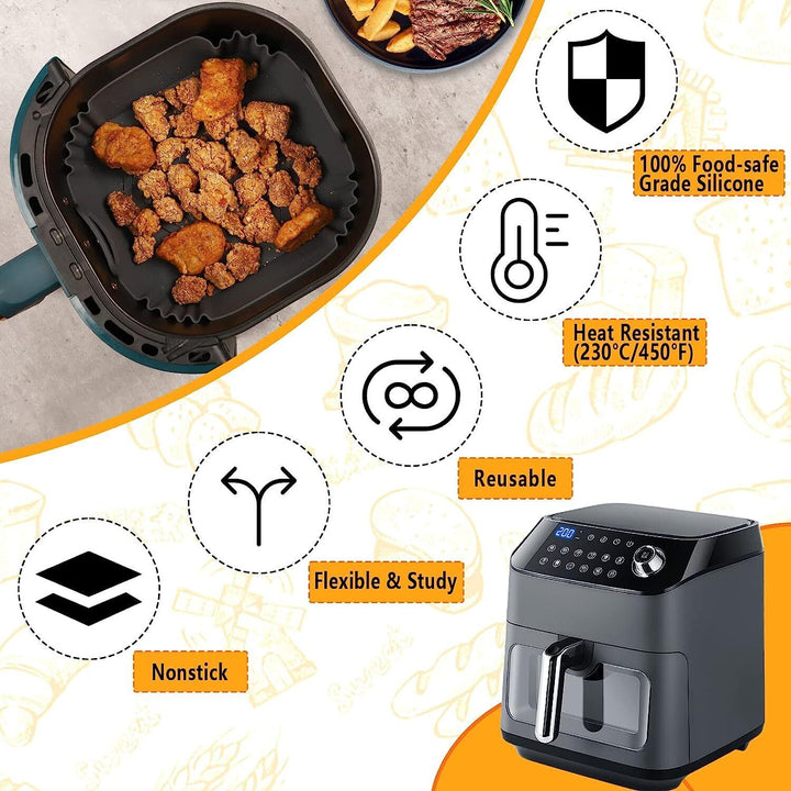 Air Fryer Silicone Liners Square Oven for Ninja With Handles Large Accessories
