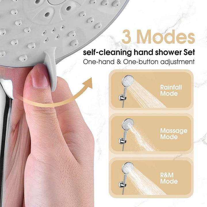 Shower Head and Hose Set Chrome Universal 10" Rainfall Holder Bracket G1/2 Kit