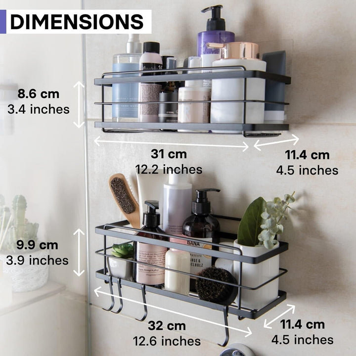 Shower Shelf Storage Rack Shelves Organiser No Drilling x2 Caddy Self Adhesive
