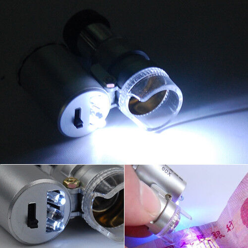 Mini 60x Jewellery Loupe with Light Magnifier Microscope Hallmarks Engraving