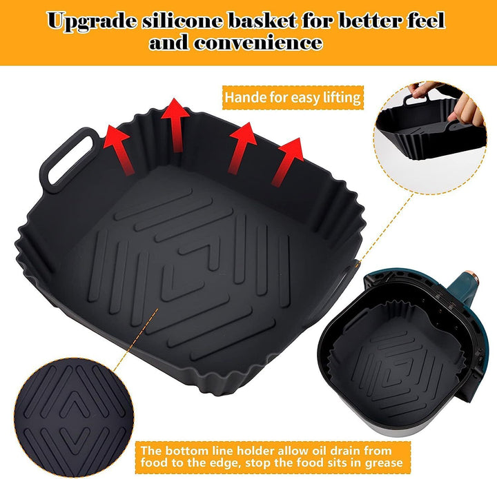 Air Fryer Silicone Liners Square Oven for Ninja With Handles Large Accessories