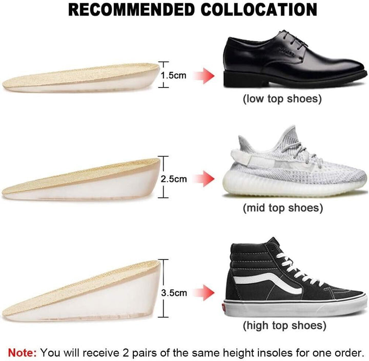 Shoe Height Increase Insoles Men 3.5cm for Taller Insert Gel Heel Wedge Boost x2