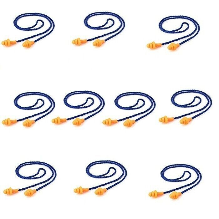 Ear Plugs With Cord Noise Cancelling Silicone Corded 10 Pairs Work Band Reusable