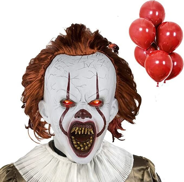 Halloween Fancy Dress Mask Props Costume Scary Latex LED Clown Pennywise IT
