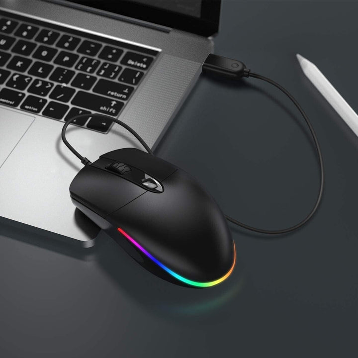 Wired Mouse Gaming for Laptop USB RGB LED Desktop PC  Computers Black TV Box