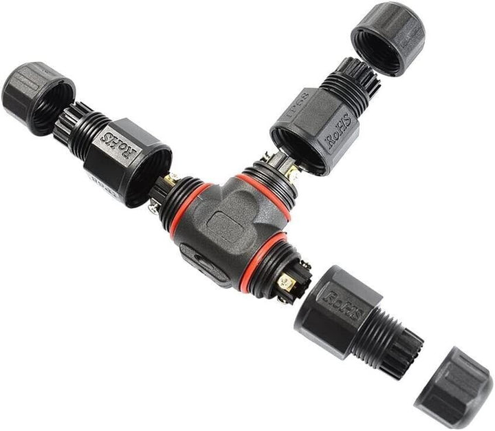 IP68 Waterproof Cable Connector 3 Way Outdoor Electrical Power Lighting Splitter