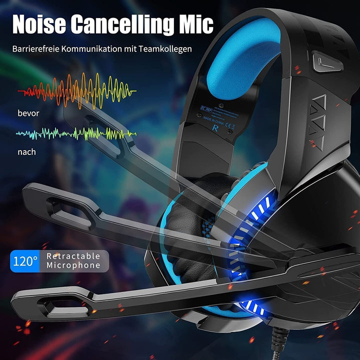 Gaming Headset with Microphone for PC Laptop PS4 Xbox One PS5 Headphones Bass