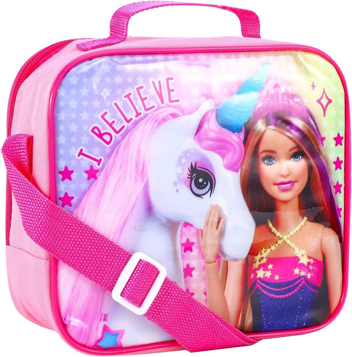 Girls Lunch Box and Bottle Set of 3 Kids Bag for School Plastic Barbie Toddler