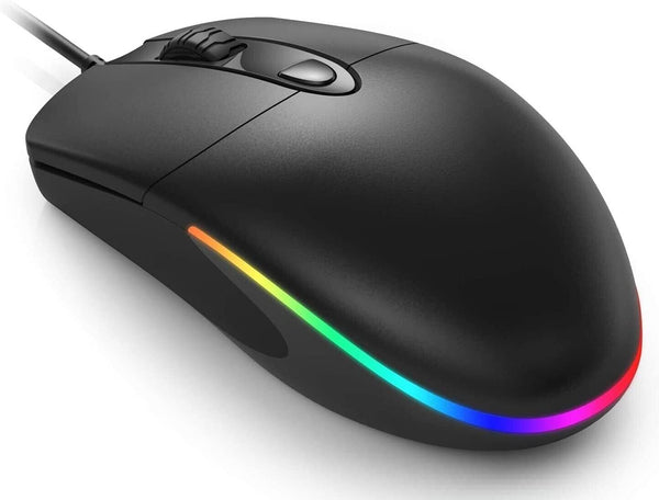 Wired Mouse Gaming for Laptop USB RGB LED Desktop PC  Computers Black TV Box