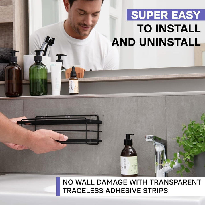 Shower Shelf Storage Rack Shelves Organiser No Drilling x2 Caddy Self Adhesive
