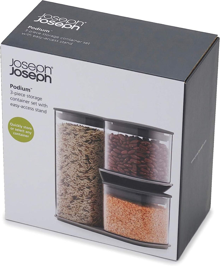 Joseph Joseph Kitchen Storage Containers Boxes Jar Set Podium Stand Grey Rack