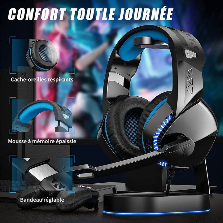 Gaming Headset with Microphone for PC Laptop PS4 Xbox One PS5 Headphones Bass