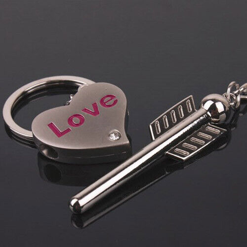 Heart & Arrow Cupid Couple Key Chain Ring Keyfob Love Gifts Couples Partner