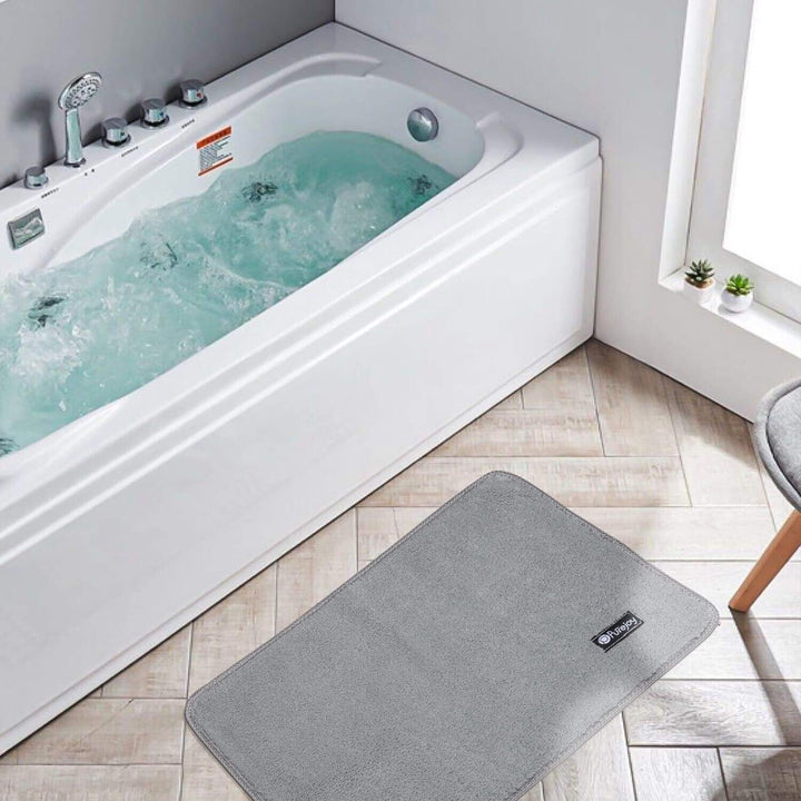 Bathroom Mat Sets Microfiber Non Slip 2 Piece Washable Small 40x60cm Grey Rug