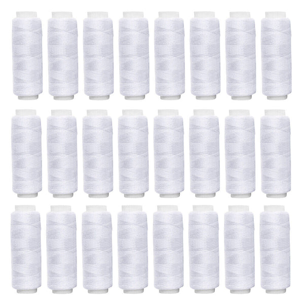 24 White Spools Finest Quality Sewing All Purpose 100% Pure Cotton Thread Reel