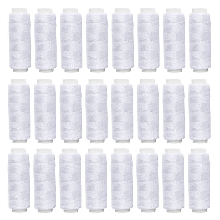24 White Spools Finest Quality Sewing All Purpose 100% Pure Cotton Thread Reel