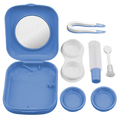 Blue Mini Contact Lens Travel Kit Case Pocket Size Storage Holder Container