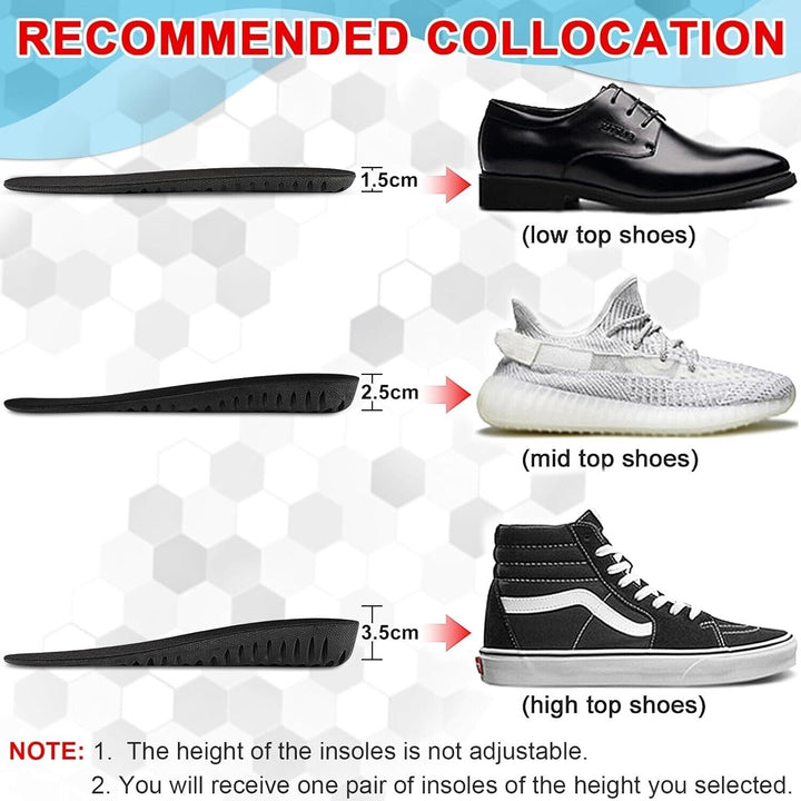 Height Increase Insoles Mens Womens Shock Absorbing Cushion Shoe Sports Orthotic